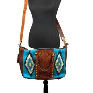 American Darling Hand Carved Leather Turquoise SW Panel Western Concealed Carry